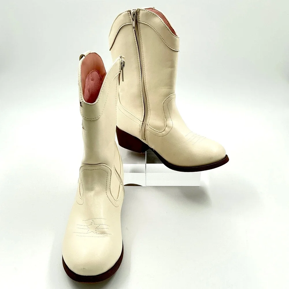 Jellypop Girls Size 4 Boots Cream Glitter Star Moon Veronika Kids
